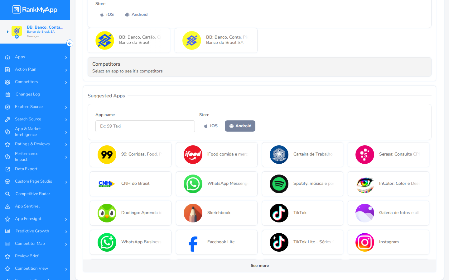 App Comparison - Suggested Apps