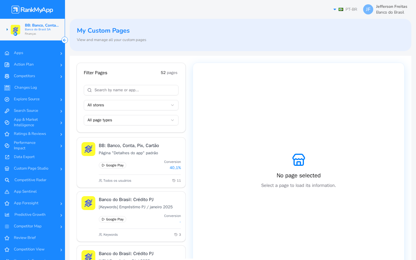 My Custom Pages &mdash; painel de filtros e lista de p&aacute;ginas